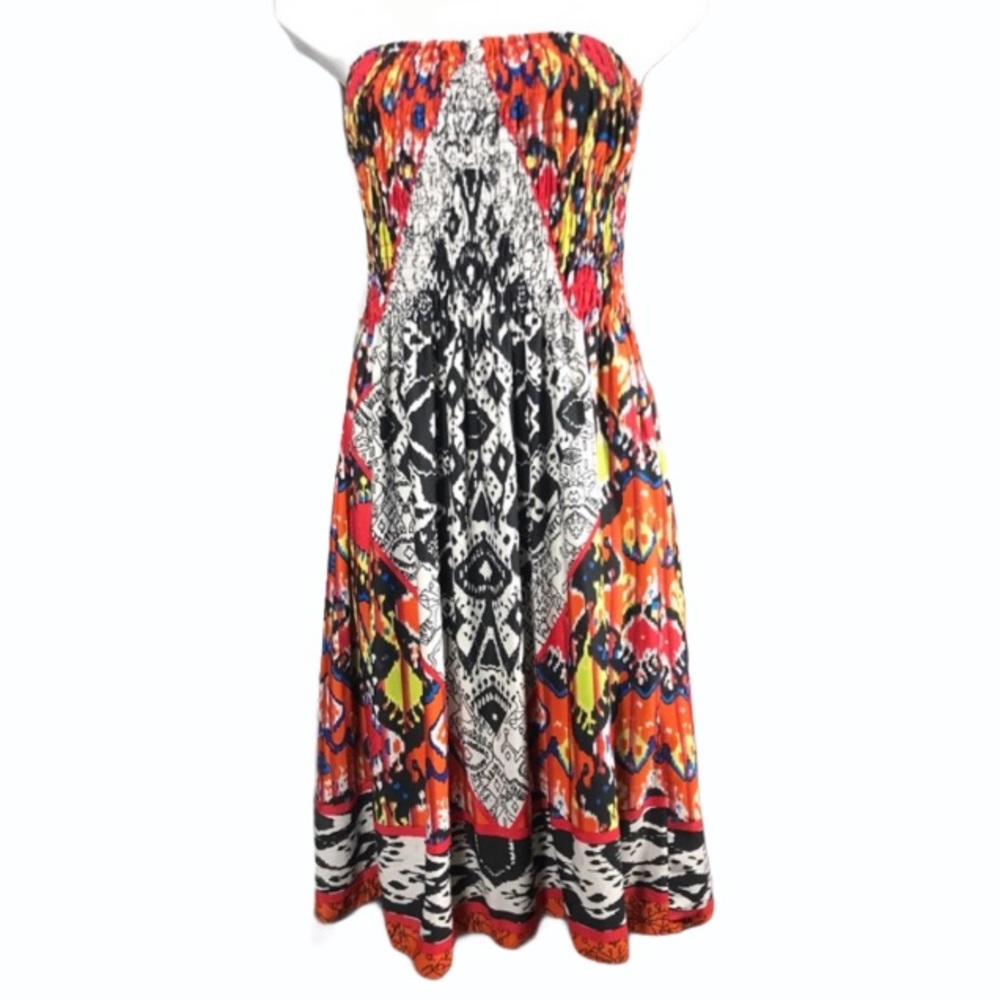 MAGIC Sz M Halter Tube Ribbed Printed Aztec Dress - Picture 1 of 10